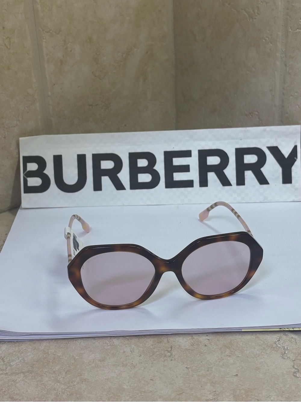 New Burberry B4375 4019/5 Pink Light Havana Sunglasses -